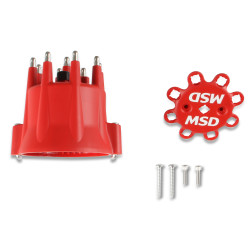 PartzBiz CM 8433 - MSD Distributor Cap - V8 - HEI Terminals - Red - Spark Plug Wire Retainer PartzBiz CM 8433 - MSD Distributor Cap - V8 - HEI Terminals - Red - Spark Plug Wire Retainer