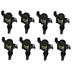 PartzBiz CM 140033K-8 - คอยล์จุดระเบิด ACCEL - SuperCoil - เครื่องยนต์ 3 วาล์ว Ford 4.6L/5.4L/6.8L 2004-2008 - สีดำ - 8 แพ็ค