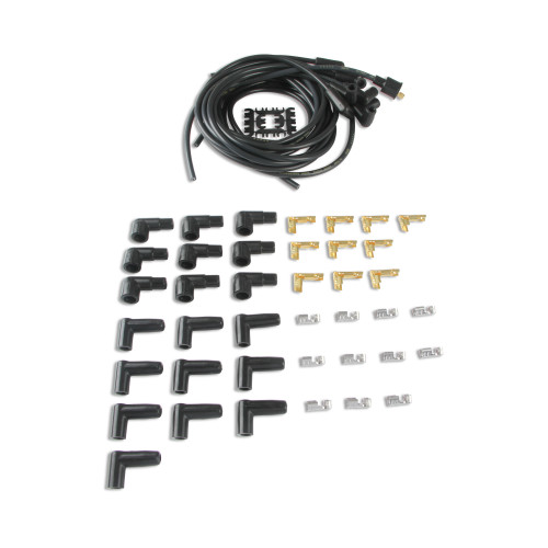PartzBiz CM: 4041K-Spark Plug Wire Set- 8mm - Black Wire with Black 90 Deg Boots