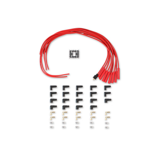 PartzBiz CM: 4040R-Spark Plug Wire Set- 8mm -  Red Wire with Red Straight Boots