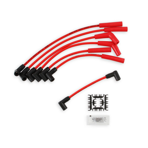PartzBiz CM: 5129R-Spark Plug Wire Set - Super Stock Spiral Core 8mm - Jeep L6 - Red