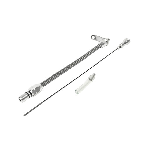 PartzBiz CM: 22166-B&M Automatic Transmission Dipstick & Tube - Billet Aluminum/Stainless Steel Braided