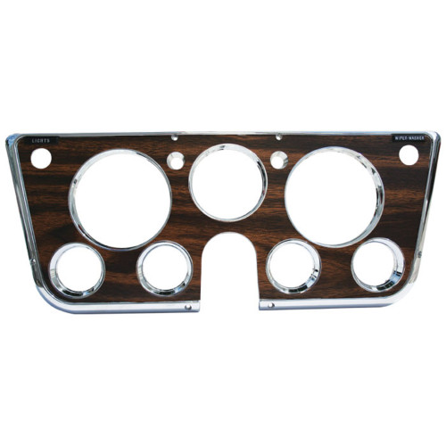 PartzBiz CM: INST305-Brothers Trucks Instrument Bezel - 7 Hole - Chrome/Woodgrain PartzBiz CM: INST305-Brothers Trucks Instrument Bezel - 7 Hole - Chrome/Woodgrain
