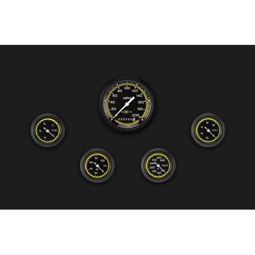 PartzBiz CM: AX100YBLF-AutoCross Yellow Five Gauge Set 100