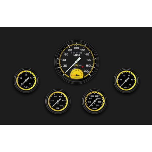 PartzBiz CM: AX365YBLF-AutoCross Yellow Five Gauge Set 365