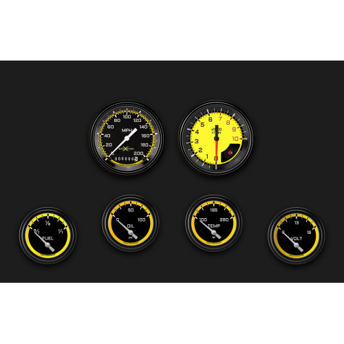 PartzBiz CM: AX201YBLF-AutoCross Yellow Six Gauge Set 201