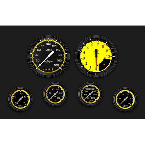 PartzBiz CM: AX351YBLF-AutoCross Yellow Six Gauge Set 351