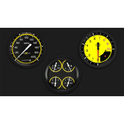 PartzBiz CM AX53YBLF - AutoCross Yellow Three Gauge Set PartzBiz CM AX53YBLF - AutoCross Yellow Three Gauge Set