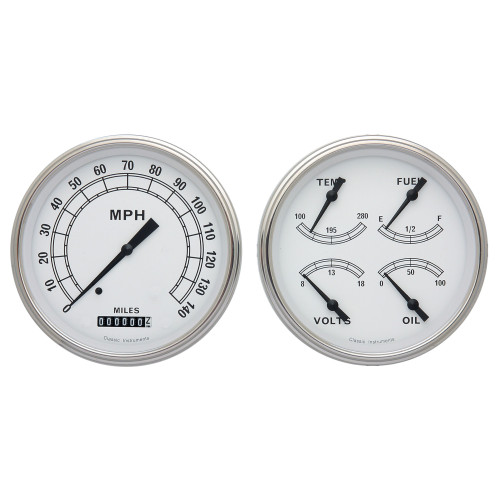 PartzBiz CM: CW52SLF-Classic Instruments Classic White 2 Gauge Set PartzBiz CM: CW52SLF-Classic Instruments Classic White 2 Gauge Set