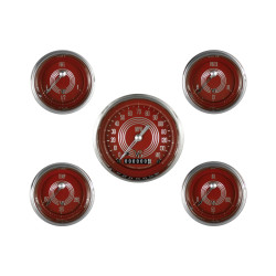 PartzBiz CM V8RS00SHC - Classic Instruments V8 Red Steelie Five Gauge Set