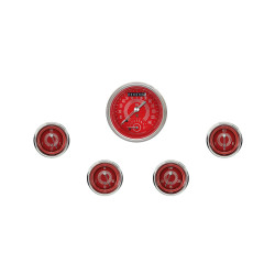 PartzBiz CM V8RS35SHC - Classic Instruments V8 Red Steelie Five Gauge Set