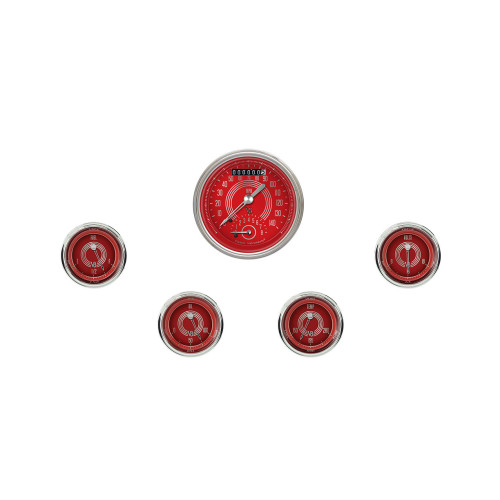 PartzBiz CM: V8RS35SHC-Classic Instruments V8 Red Steelie Five Gauge Set