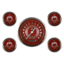 PartzBiz CM V8RS54SLC - Classic Instruments V8 Red Steelie Five Gauge Set