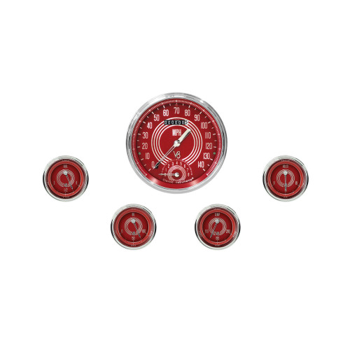 PartzBiz CM: V8RS65SLC-Classic Instruments V8 Red Steelie Five Gauge Set PartzBiz CM: V8RS65SLC-Classic Instruments V8 Red Steelie Five Gauge Set