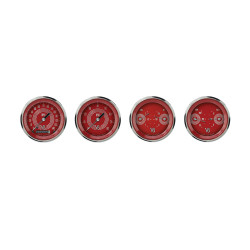 PartzBiz CM V8RS05SHC - Classic Instruments V8 Red Steelie Four Gauge Set