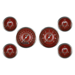 PartzBiz CM V8RS01SHC - Classic Instruments V8 Red Steelie Six Gauge Set