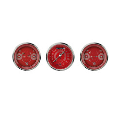 PartzBiz CM V8RS34SHC - Classic Instruments V8 Red Steelie Three Gauge Set