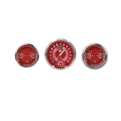 PartzBiz CM V8RS61SLC - Classic Instruments V8 Red Steelie Three Gauge Set