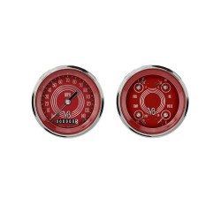 PartzBiz CM V8RS02SHC - Classic Instruments V8 Red Steelie Two Gauge Set