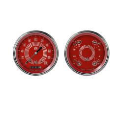PartzBiz CM V8RS52SLC - Classic Instruments V8 Red Steelie Two Gauge Set