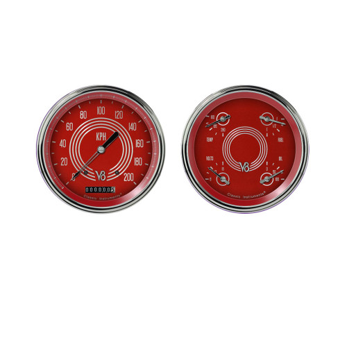 PartzBiz CM: V8RS52SLC-Classic Instruments V8 Red Steelie Two Gauge Set PartzBiz CM: V8RS52SLC-Classic Instruments V8 Red Steelie Two Gauge Set