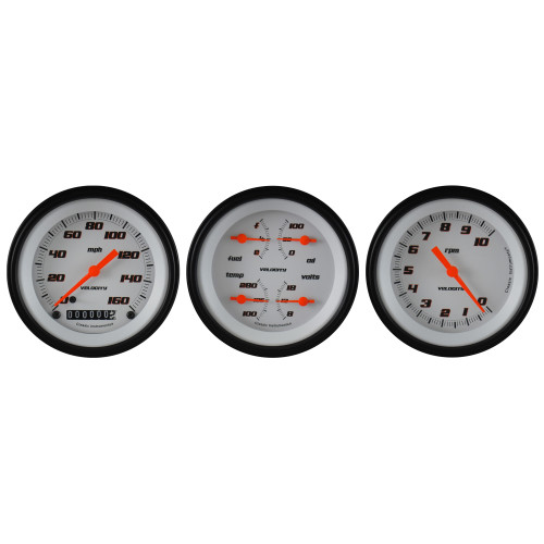 PartzBiz CM: VS03WBLF-Classic Instruments Velocity White Three Gauge Set