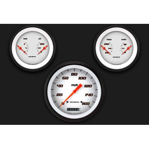 PartzBiz CM: VS64WBLF-Classic Instruments Velocity White Three Gauge Set PartzBiz CM: VS64WBLF-Classic Instruments Velocity White Three Gauge Set