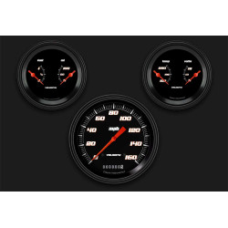 PartzBiz CM VS64BBLF - Velocity Black Series Three Gauge Set