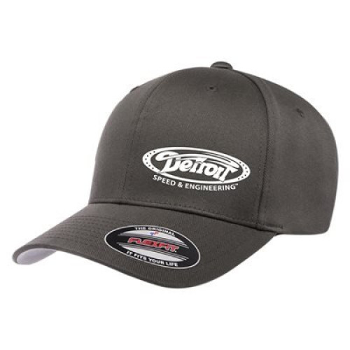 PartzBiz CM: 990310LXL-Detroit Speed & Engineering - White Logo Curved Bill FlexFit® Hat - Dark Grey