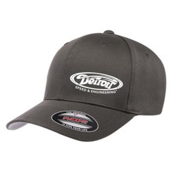 PartzBiz CM 990310SM - Detroit Speed & Engineering - White Logo Curved Bill FlexFit® Hat - Dark Grey