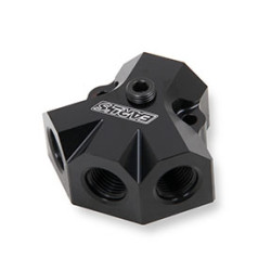 PartzBiz CM 100168ERL - Earl's Distribution Block 8 AN O-Ring Inlet x (3) 6 AN O-Ring Outlets