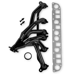 PartzBiz CM 92002FLT - Flowtech Shorty Header - Black Painted