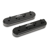 PartzBiz CM 241-294 - Holley GM Track Series Valve Covers - Small Block Chevrolet Gen III/IV - LS - Satin Black