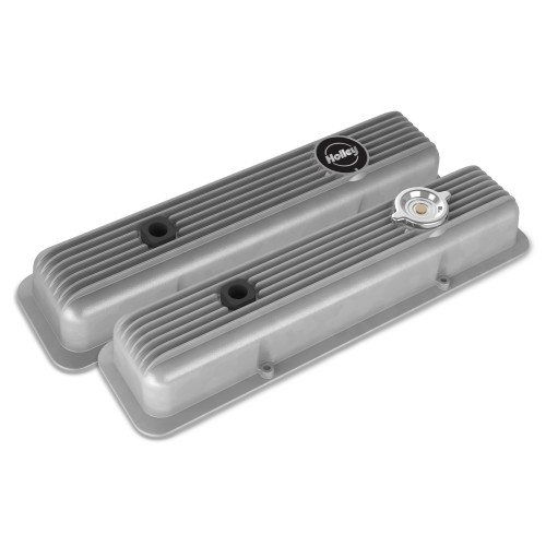 PartzBiz CM: 241-134-ฝาครอบวาล์ว Holley - Muscle Series - ครีบ - SBC - สีธรรมชาติ PartzBiz CM: 241-134-ฝาครอบวาล์ว Holley - Muscle Series - ครีบ - SBC - สีธรรมชาติ