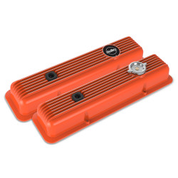 PartzBiz CM 241-136 - Holley Valve Covers - Muscle Series - Finned - SBC - Factory Orange PartzBiz CM 241-136 - Holley Valve Covers - Muscle Series - Finned - SBC - Factory Orange