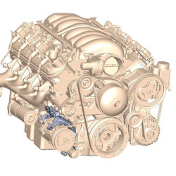 PartzBiz CM 20-160BK - Low-Mount LS Drive System (A/C) w/ Sanden SD7 Compressor - Passenger's Side- Black Finish