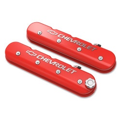 PartzBiz CM 241-404 - Tall LS Valve Cover with Bowtie/Chevrolet Logo - Gloss Red Machined Finish PartzBiz CM 241-404 - Tall LS Valve Cover with Bowtie/Chevrolet Logo - Gloss Red Machined Finish