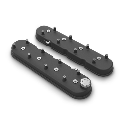 PartzBiz CM: 241-112-Tall LS Valve Covers - Satin Black PartzBiz CM: 241-112-Tall LS Valve Covers - Satin Black