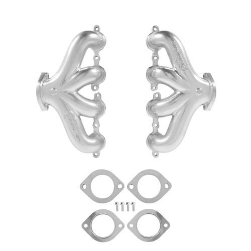 PartzBiz CM: 8504-1HKR-Hooker BlackHeart LS Swap Exhaust Manifolds - Center Dump - เซรามิกสีเงิน PartzBiz CM: 8504-1HKR-Hooker BlackHeart LS Swap Exhaust Manifolds - Center Dump - เซรามิกสีเงิน