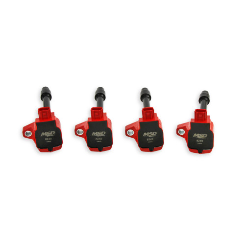 PartzBiz CM: 82494-คอยล์จุดระเบิด MSD - Blaster Series - Honda 1.5L/2.0L/2.0L Turbo 4 สูบ - สีแดง - 4-Pack