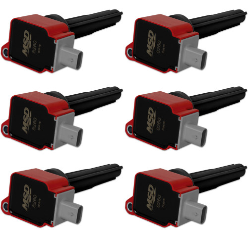 PartzBiz CM: 82606-MSD Ignition Coil - Ford EcoBoost -  2.7L V6 - Red - 6-Pack