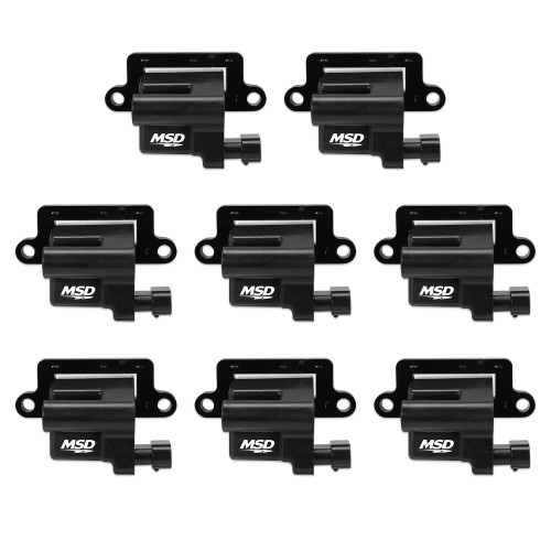 PartzBiz CM: 826483-คอยล์จุดระเบิด MSD - GM LS Blaster Series - เครื่องยนต์รถบรรทุก L-Series - สีดำ - 8-Pack