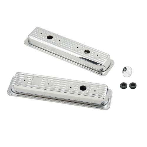 PartzBiz CM: 9415-Mr. Gasket Chrome Valve Covers - Finned PartzBiz CM: 9415-Mr. Gasket Chrome Valve Covers - Finned