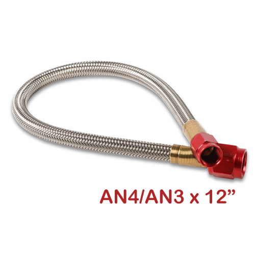 PartzBiz CM: 15341NOS-
NOS Stainless Steel Braided Hose -4AN to -3AN 1-foot Red


