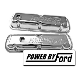 PartzBiz CM C8OZ-6A582-C - Scott Drake Chrome Valve Covers with Powered By Ford Logo PartzBiz CM C8OZ-6A582-C - Scott Drake Chrome Valve Covers with Powered By Ford Logo