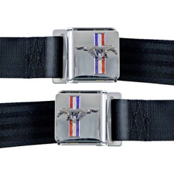 PartzBiz CM SB-BL-H - Scott Drake Seat Belt Set with Mustang Emblem PartzBiz CM SB-BL-H - Scott Drake Seat Belt Set with Mustang Emblem