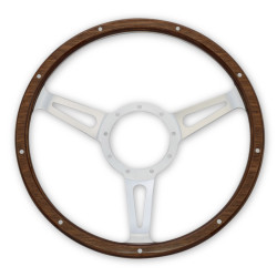 PartzBiz CM S1MS-3600-WG-14 - Scott Drake Steering Wheel Corso Feroce Shelby Style Wood and Aluminum 14