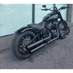 PartzBiz HD 190314237 - Hoprousa Motorcycle Fender Heavy Duty New Long Rear Fender With Lights Plug & Play Gloss Black Fit For Harley-Davidson 2018-2024 Softail Street Bob Fat Bob Slim Low Rider Sports Glide Up to 180 Tire - 180mm rear fender