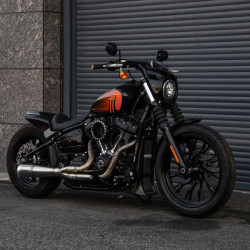 PartzBiz HD 190325875 - Hoprousa Motorcycle Front Rear Hollow-out Bole Wheels Custom Forged Gloss Black Rims for Harley Sotail Streetbob/Softail Standard 2018-2024 - 21x3.5inch Front Wheel For 2018+ Streetbob/Softail Standard