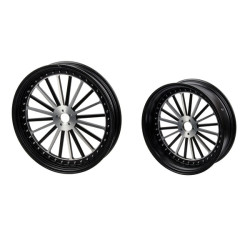 PartzBiz HD 190336985 - Hoprousa Motorcycle 3D Forged Custom Front Rear Spoke Wheel Matte Black For Harley Davidson 2018-2024 Street Bob & Softail Standard - 18x5.5